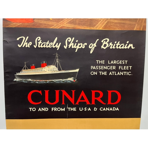 440 - Cunard advertising post for HMS Queen Elizabeth. A/F tears and losses as shown.

This lot is availab... 