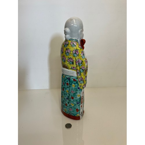 446 - Chinese ceramics, a famile rose figure of Shou Lao God of Longevity, 42 cm high.

This lot is availa... 