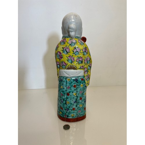 446 - Chinese ceramics, a famile rose figure of Shou Lao God of Longevity, 42 cm high.

This lot is availa... 