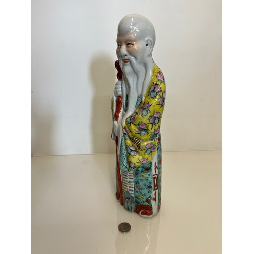 446 - Chinese ceramics, a famile rose figure of Shou Lao God of Longevity, 42 cm high.

This lot is availa... 