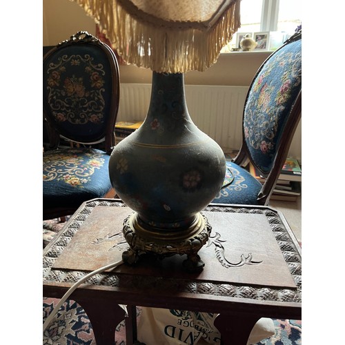 336 - three Decorative table lamps one with hand painted base.

This lot is collection only