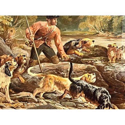 Framed print The Otter Hunt, J S Noble 1874, 92 cm x 62 cm. This