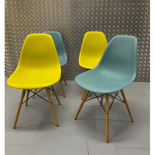 68 - Mid century designer furniture, set of four duotone Eames dinning chairs by Vitra.

This lot is coll... 