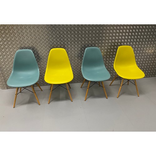 68 - Mid century designer furniture, set of four duotone Eames dinning chairs by Vitra.

This lot is coll... 