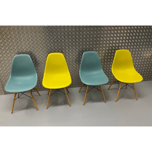 68 - Mid century designer furniture, set of four duotone Eames dinning chairs by Vitra.

This lot is coll... 