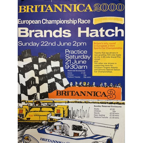 179 - Automobilia, 1970’s motor racing poster sponsored by Encyclopedia Britannica, 75.5 cm x 51 cm.

This... 