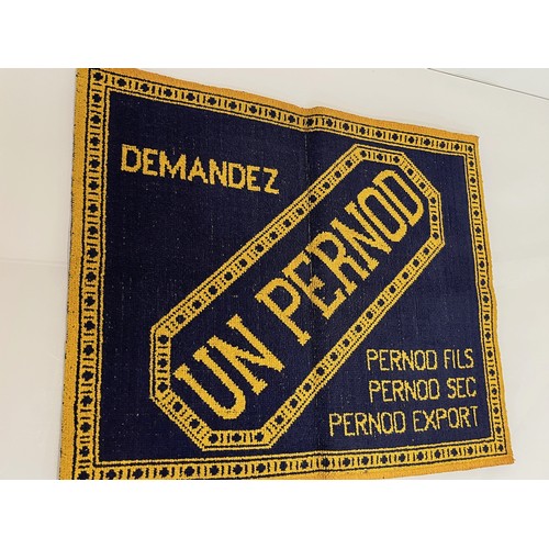 189 - A woven tapestry mat advertising Pernod, 61 cm x 51 cm.

This lot is available for in-house shipping