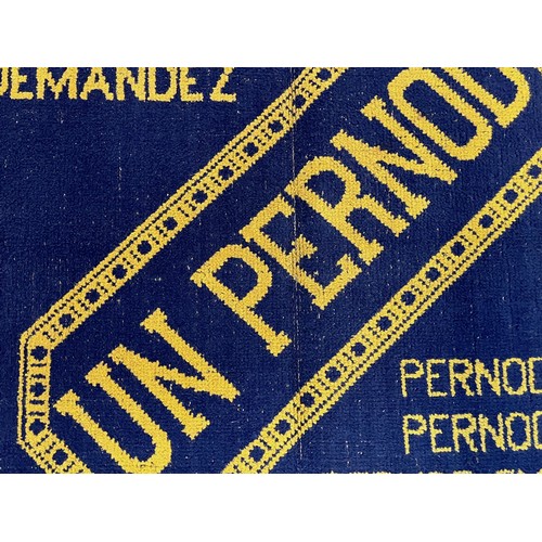 189 - A woven tapestry mat advertising Pernod, 61 cm x 51 cm.

This lot is available for in-house shipping