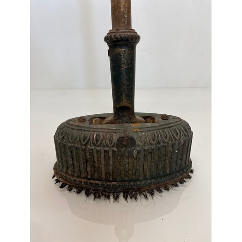 194 - Tools, a rare floor polisher for parquet flooring, a broom sized device fitted with a very heavy piv... 