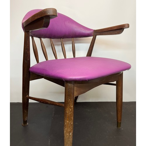 219 - Mid Century designer teak furniture, an upholstered arm chair, ideal for the home office etc.

This ... 