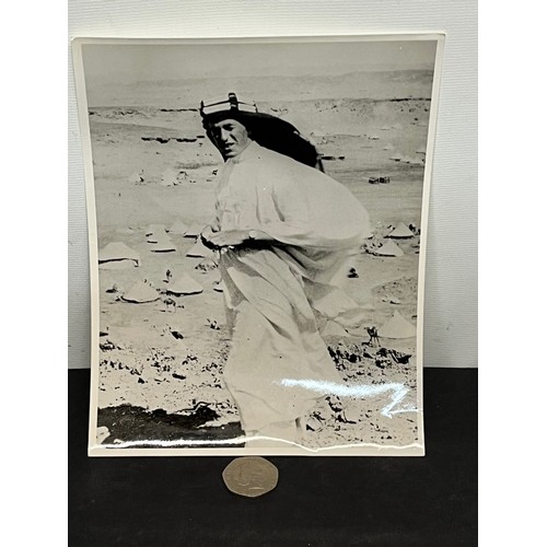 144 - Ephemera, military, motorcycle Lawrence of Arabia interest, Period press photo  of TE Lawrence in tr... 