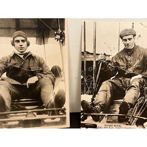 151 - Ephemera, Edwardian pioneer aviation interest, two period press photographs of Graham Wright at the ... 