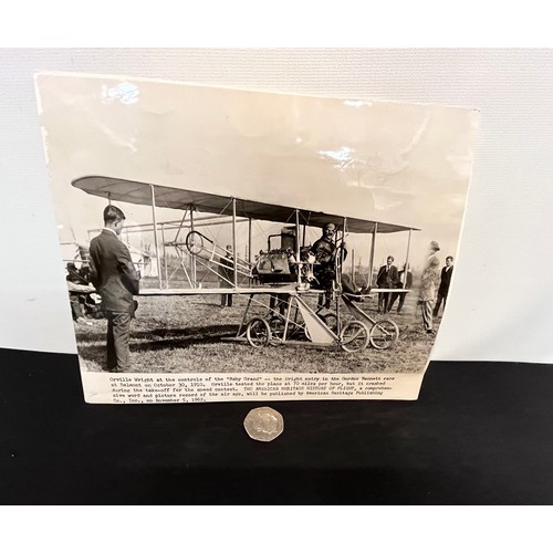 153 - American Ephemera, Edwardian pioneer aviation interest, a period press photograph of Orville Wright ... 