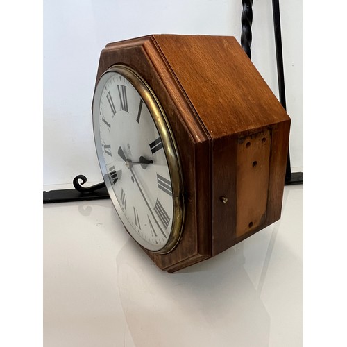 205 - A 12 inch double sided GPO hanging clock with a fusee movement. Features a fully serviced and cleane... 