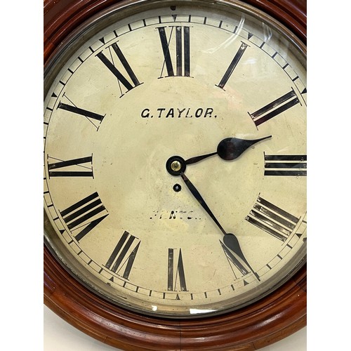 206 - Large 16 inch dial fusee wall clock by Taylors of Fenton. Fully service chain drive movement with pe... 