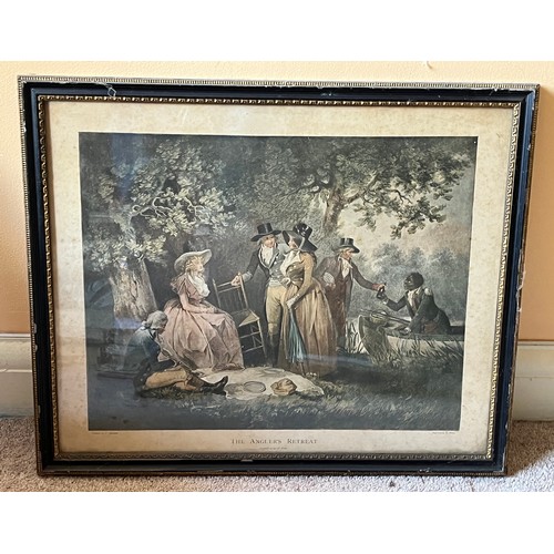 207 - Framed print, The Anglers Retreat, by G Morland, interesting black social history reference.

This l... 