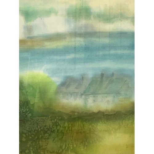 215 - English landscape painting, a framed impressionist watercolour of Seven Sisters Cliffs in the South ... 