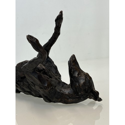 20 - Contemporary bronze sculptue of a dog, a rolling Greyhound / Lurcher, a very heavy substantial study... 