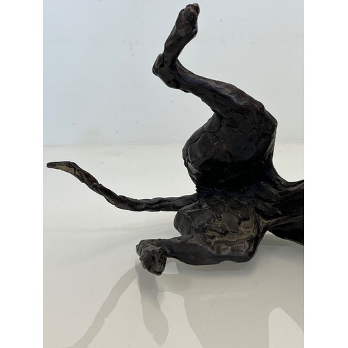 20 - Contemporary bronze sculptue of a dog, a rolling Greyhound / Lurcher, a very heavy substantial study... 