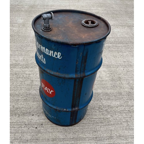 281 - Automobilia, vintage motor car garage large 16 US gallon oil drum for Bel Ray Performance Oils. 37 c... 