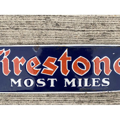 283 - Automobilia, enamel garage adverting sign Firestone tyres. 12 inches x 3 ½ inches.

This lot is avai... 