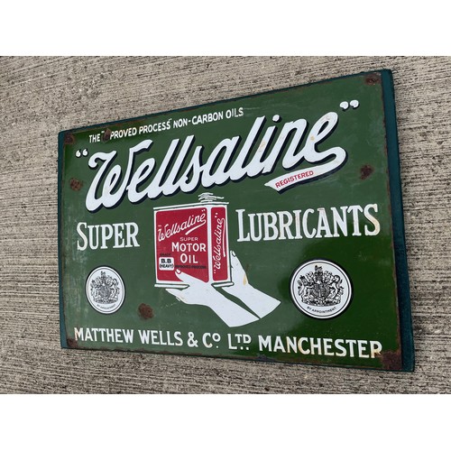 284 - Automobilia, an enamelled garage advertising sign for Manchester based  Wellsaline motor oils.

This... 