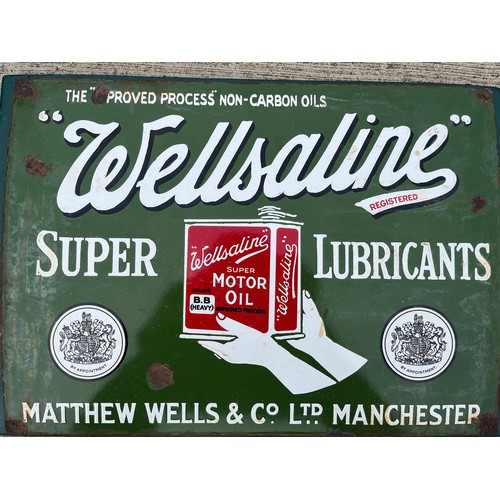 284 - Automobilia, an enamelled garage advertising sign for Manchester based  Wellsaline motor oils.

This... 