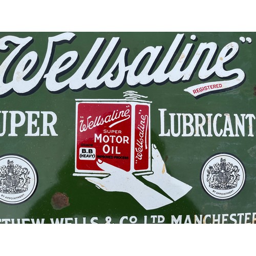 284 - Automobilia, an enamelled garage advertising sign for Manchester based  Wellsaline motor oils.

This... 