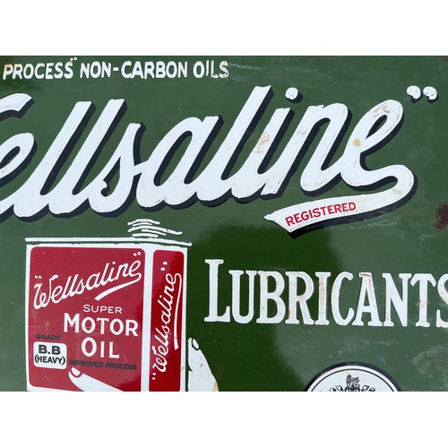 284 - Automobilia, an enamelled garage advertising sign for Manchester based  Wellsaline motor oils.

This... 