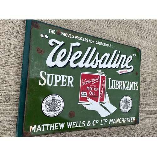 284 - Automobilia, an enamelled garage advertising sign for Manchester based  Wellsaline motor oils.

This... 