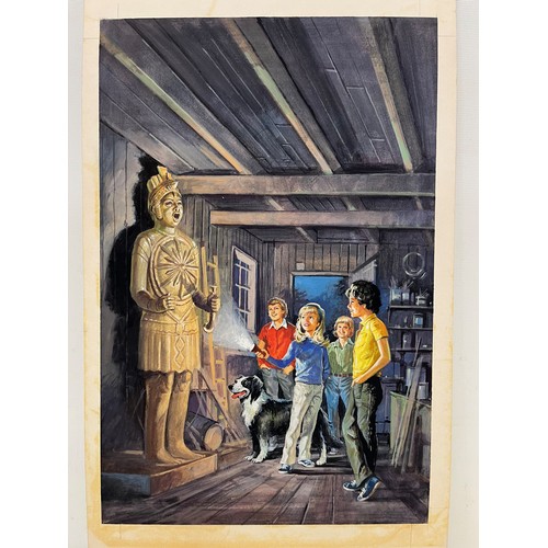 275 - Original book cover design for Enid Blytons, The Famous Five and the Inca God, 53 cm x 27 cm.

This ... 