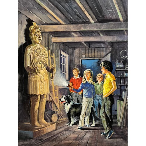 275 - Original book cover design for Enid Blytons, The Famous Five and the Inca God, 53 cm x 27 cm.

This ... 