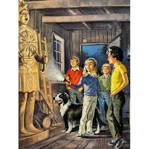 275 - Original book cover design for Enid Blytons, The Famous Five and the Inca God, 53 cm x 27 cm.

This ... 