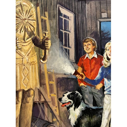 275 - Original book cover design for Enid Blytons, The Famous Five and the Inca God, 53 cm x 27 cm.

This ... 