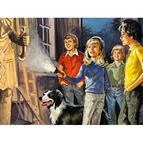 275 - Original book cover design for Enid Blytons, The Famous Five and the Inca God, 53 cm x 27 cm.

This ... 