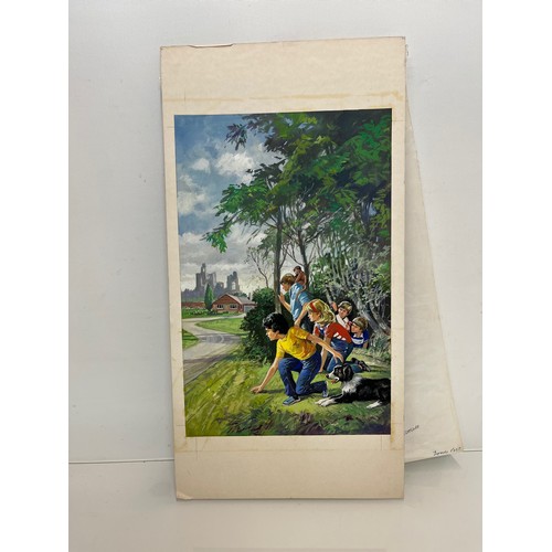 276 - Original book cover design for Enid Blytons, The Famous Five and the Cavaliers Treasure, 53 cm x 27 ... 