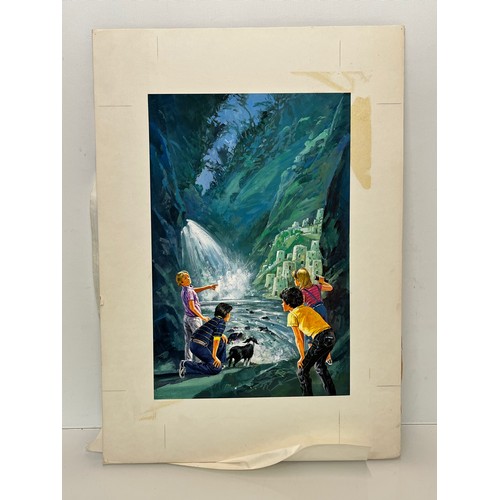 278 - Original book cover design for Enid Blytons, The Famous Five and The Secret Cave, 53 cm x 37 cm.


T... 