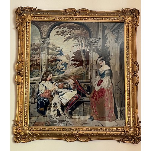 449 - Framed tapestry panel, a classical scene of a falconer. 72 cm x 80 cm.

This lot is collection only