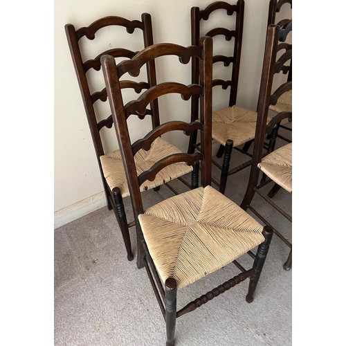 243 - Six rush seated dinning chairs.

This lot is collection only.