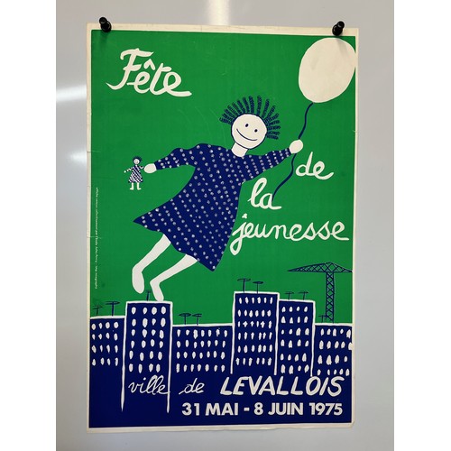 304 - Advertising poster for a Youth Party in Paris 1975 in Ville de Levallois, 59.5 cm x 39.5 cm.

This l... 