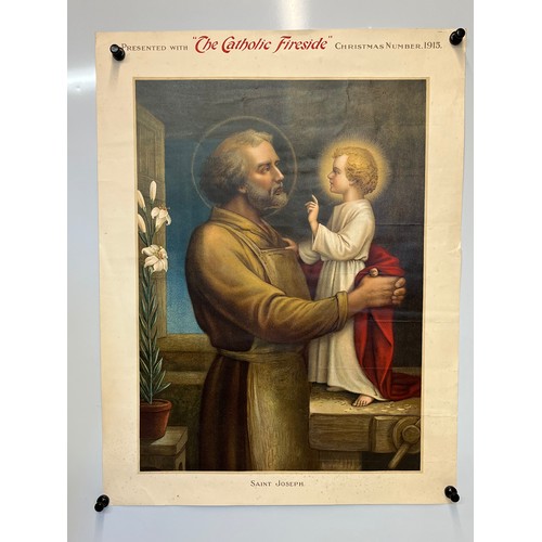 312 - Seasonal art Poster depicting St Joseph given with The Catholic Fireside magazine in Christmas 1915 ... 