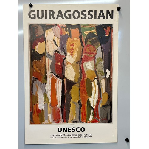 313 - Advertising poster for a 1989 UNESCO sponsored exhibition of  work by Lebanese artist Paul Guiragoss... 