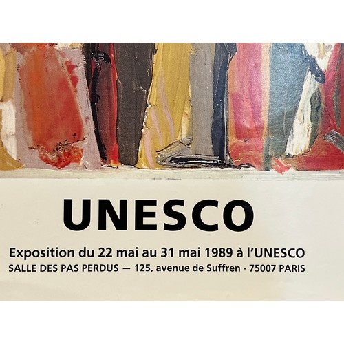 313 - Advertising poster for a 1989 UNESCO sponsored exhibition of  work by Lebanese artist Paul Guiragoss... 