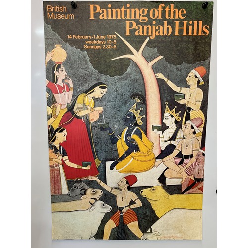 315 - Indian Art, Painting of the Punjab Hill  an exhibition poster from the British Museum in 1975, 76 cm... 