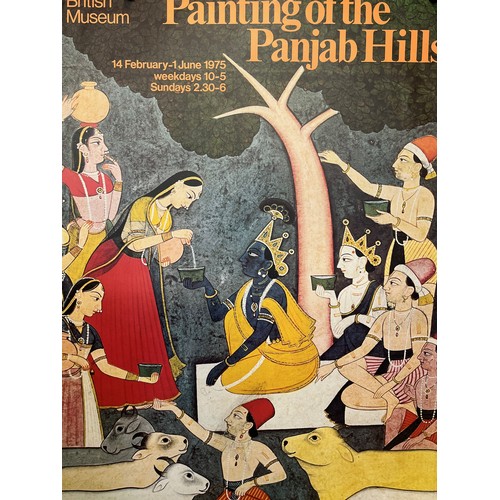 315 - Indian Art, Painting of the Punjab Hill  an exhibition poster from the British Museum in 1975, 76 cm... 