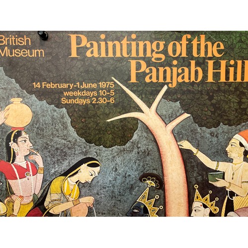 315 - Indian Art, Painting of the Punjab Hill  an exhibition poster from the British Museum in 1975, 76 cm... 