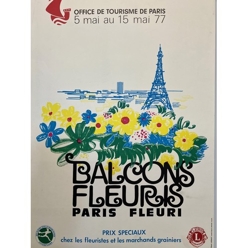 316 - Paris tourist office advertising poster, Flowering Balconies 1977, 60 cm x 40 cm.

This lot is avail... 