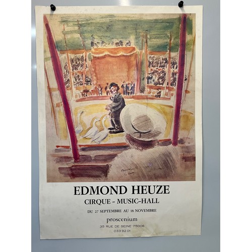 330 - Poster for exhibition on Circus and Music Hall inspired paintings by Edmond Heuze, 74 cm x 52 cm.

T... 