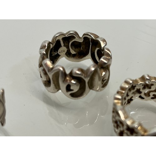 413 - Silver costume jewellery, six C20th rings most marked for silver.

This lot is available for in-hous... 