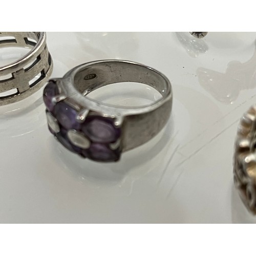 413 - Silver costume jewellery, six C20th rings most marked for silver.

This lot is available for in-hous... 